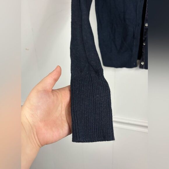 Abercrombie Kids Dark Navy Blue Y2K Cardigan Bow Flower Accent Size XL Preppy - Picture 4 of 9